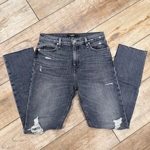 Hudson Jeans | Holly Straight High Rise Distressed Gray Jeans